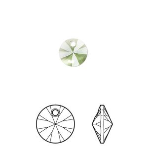 Drop 144pk peridot, Swarovski&reg; ReCreated&trade; 8mm pendant mini disk 6428