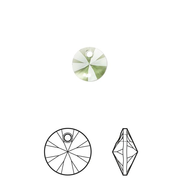 Drop 144pk peridot, Swarovski&reg; ReCreated&trade; 8mm pendant mini disk 6428 image number 0