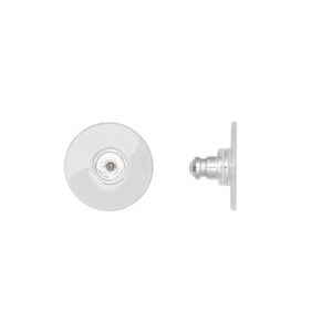 Earnut 1pkg10, 11x6mm comfort clutch, aluminum / acrylic clear 5 pair