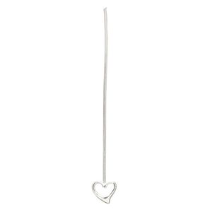 Head pin 1pkg4 sterling silver, 2.25 inch / 8mm open heart, 20 gauge