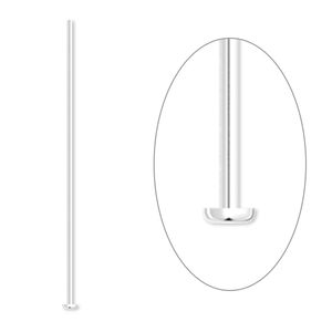 Head pin 1pkg1000 silver-plated, 0.5 inch, 22 gauge brass