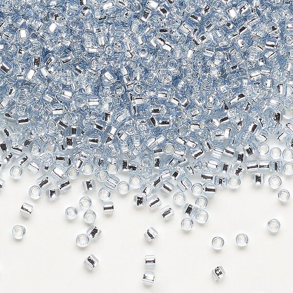 Seed bead, Dyna-Mites&trade;, glass, pkg/1/2kg, #11 round, transparent silver-lined pale blue, (72:SR 11/0 SR). image number 0