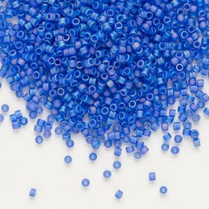 Seed bead, Delica&reg;, glass, pkg/250g, #11 round, translucent matte rainbow cobalt (DB-0864).