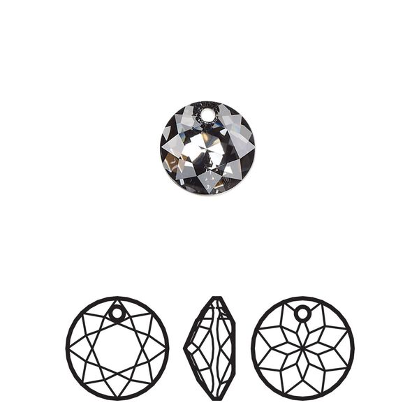 Drop 2pk crystal silver night, Crystal Passions&reg; 10mm pendant classic cut 6430 image number 0