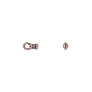 Crimp end 1pkg4 copper-plated pewter, 4x2.5mm tube / loop / 1mm inside diameter, antiqued / JBB Findings