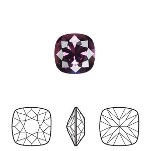 Fancy stone 1pk amethyst foil back, Crystal Passions&reg; 12mm cushion 4470
