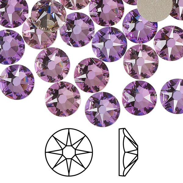 Flat back 144pk crystal vitrail light foil back, Swarovski&reg; 8.412-8.672mm rose round SS40 2088 image number 0