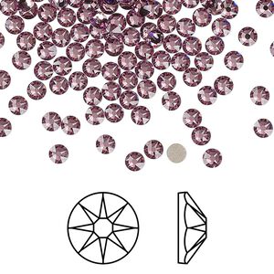 Flat back 144pk iris foil back, Crystal Passions&reg; 3-3.2mm rose round SS12 2088