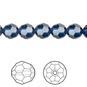 Bead 144pk dark sapphire, Crystal Passions&reg; Regenerated 8mm round 5000
