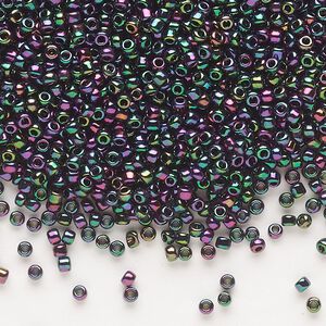 Seed bead, Dyna-Mites&trade;, glass, pkg/40g, #11 round, opaque iris rainbow bronze, (924R 11/0 RR).