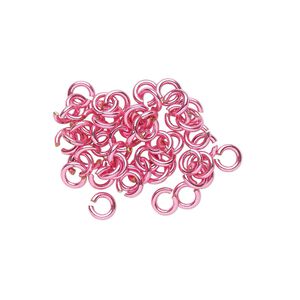 Jump ring 1pkg50 brass, 4mm round, 20 gauge / 2.4mm inside diameter / electrocoated pink