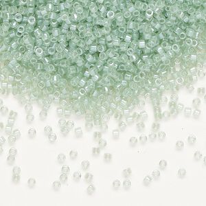 Seed bead, Delica&reg;, glass, pkg/7.5g, #11 round, translucent glazed luster mint (DB-1483-1).