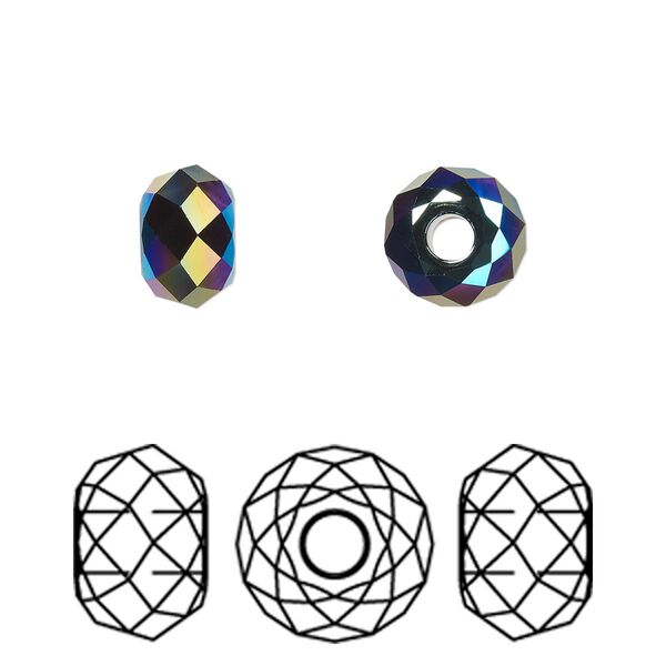 Bead 4pk jet shimmer 2X, Crystal Passions&reg; 8x5.3mm briolette XL hole 5042 image number 0