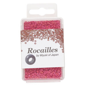 Seed bead, Miyuki, glass, 1pkg25g, #11 rocaille, opaque matte luster dark red