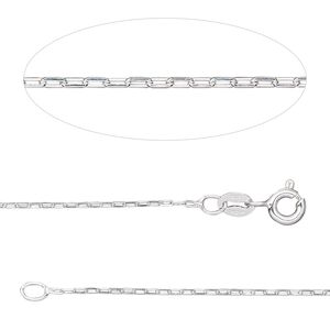Chain 1pkg1 sterling silver cable, 0.9mm / springring clasp, Gossamer&trade; 18 inch
