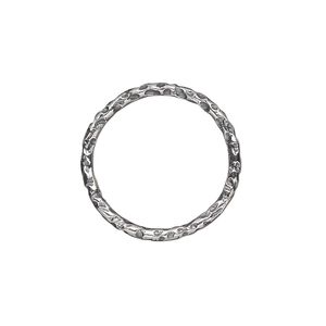 Jump ring 1pkg1 sterling silver, 18mm closed hammered round, 15 gauge / 15.8mm inside diameter / antiqued