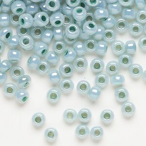 Seed bead, Miyuki, glass, pkg/250g, #6 rocaille, opaque luster alpine green (RR-521).