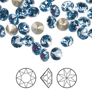 Chaton 12pk cool blue foil back, Crystal Passions&reg; Regenerated 6.14 to 6.32mm round SS29 1088