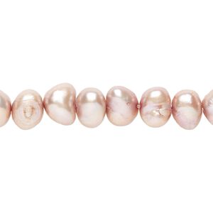 Freshwater pearl 1pkg1, flat-sided potato, 15 inch dark taupe 6-7mm cultured