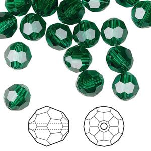 Bead 144pk majestic green, Crystal Passions&reg; 8mm round 5000