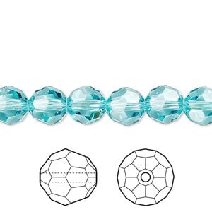 Bead 144pk light turquoise, Crystal Passions&reg; 8mm round 5000