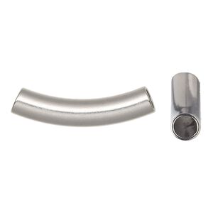 Bead 1pkg4 stainless steel, 30x6mm curved tube