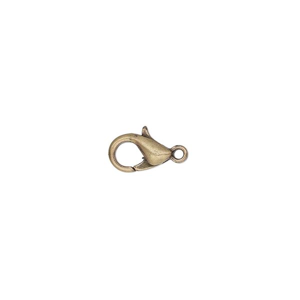 Clasp lobster claw 1pkg10 gold-plated "pewter" (zinc alloy), 10x6mm, antique 1-strand image number 0