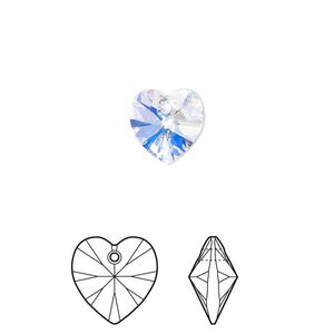 Drop 288pk crystal AB, Swarovski&reg; 10mm pendant heart 6228