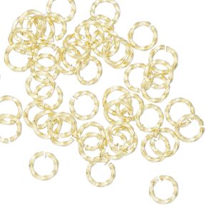 Jump ring 1pkg50 brass, 6mm hand-cut twisted round, 18 gauge / 4.2mm inside diameter