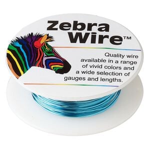 Wire, Zebra Wire&trade;, color-coated copper, turquoise blue, round, 24 gauge. Sold per 20-yard spool.
