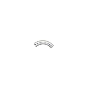 Bead 1pkg100 silver-plated, 10x2mm curved tube, brass