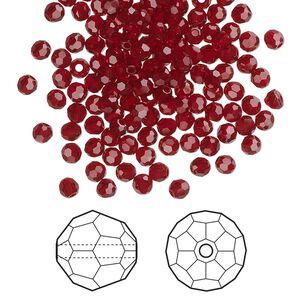 Bead 144pk Siam, Crystal Passions&reg; 3mm round 5000