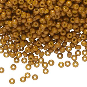 Seed bead, Miyuki, glass, pkg/50g, #8 rocaille, Duracoat&reg; opaque outside dyed toast, (RR-4460).