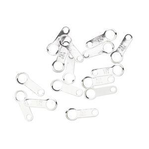 Chain tab 1pkg15 sterling silver, 10x4mm / 2sided