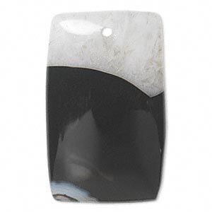 Black agate / quartz 1pkg1, top-drilled rectangle focal 40x25mm