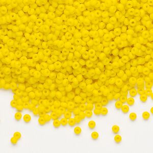 Seed bead, Preciosa Ornela Czech glass, pkg/500g, #11 rocaille, opaque matte yellow, (83130).