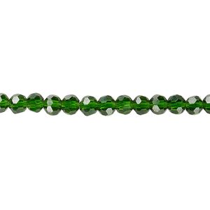 Bead 1pk 32 facets transparent emerald green, Celestial Crystal&reg; 4mm round 15.5-16 inch