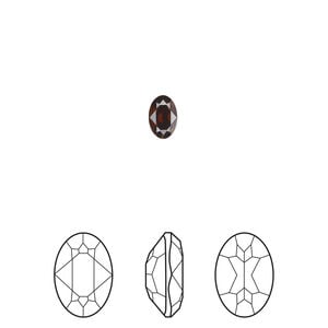 Fancy stone 1pkg4 smoked topaz foil back, Crystal Passions&reg; Regenerated 6x4mm oval 4120