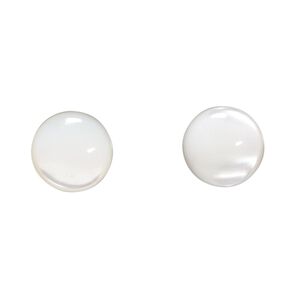 Cabochon, mother-of-pearl shell (bleached), white, 12mm calibrated round. Sold per pkg of 2.