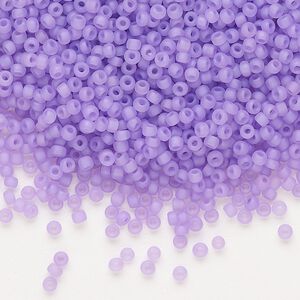 Seed bead, Dyna-Mites&trade;, glass 1pkg0.5kg, #11 round, translucent inside dyed color matte lilac (213MA 11/0 RR)