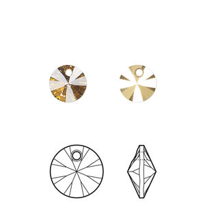 Drop 1pkg144 crystal aurum, Swarovski&reg;, 8mm pendant mini round disc 6428