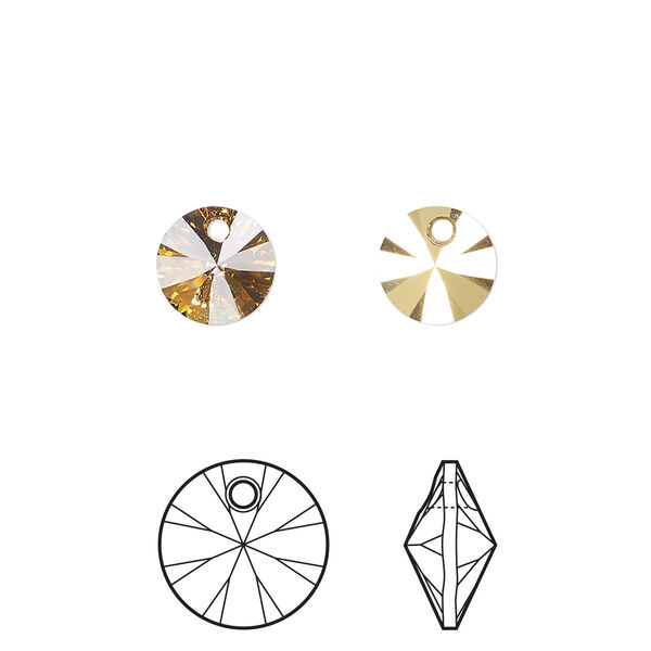 Drop 1pkg144 crystal aurum, Swarovski&reg;, 8mm pendant mini round disc 6428 image number 0