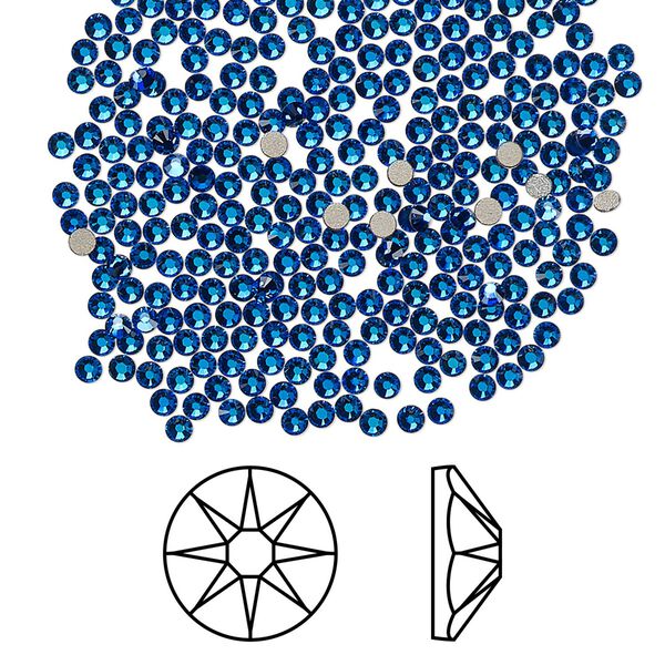 Flat back 144pk crystal Bermuda blue foil back, Crystal Passions&reg; 1.7-1.9mm rose round SS5 2058 image number 0