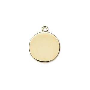 Drop 1pkg10 gold-plated steel, 15mm flat round with closed loop.