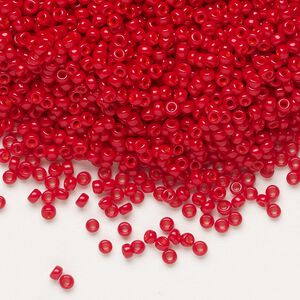 Seed bead, Miyuki 1pkg25g glass, #11 rocaille, opaque semi-matte bright red / outside dyed  (RR-1684)