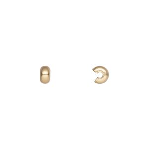 Crimp cover, gold-plated brass with satin finish, 4mm round. Sold per pkg of 100.