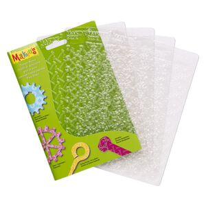 Texture plate, Makin's&reg;, plastic, clear, 6-1/4 x 4-1/2 inch textured rectangle with assorted steampunk patterns. Sold per 4-piece set.
