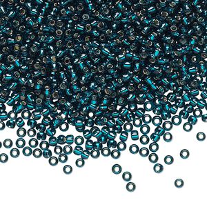 Seed bead, TOHO BEADS&reg;, glass, pkg/50g, #11 round, transparent silver-lined teal (TR-11-27BD).