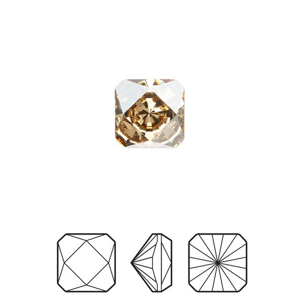 Fancy stone 2pk crystal golden shadow foil back, Crystal Passions&reg; 10mm prismatic square 4499 image number 0