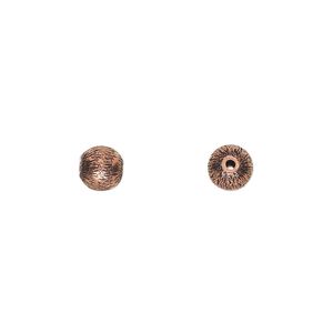 Bead 1pkg30 copper, 6mm round / brushed, antiqued